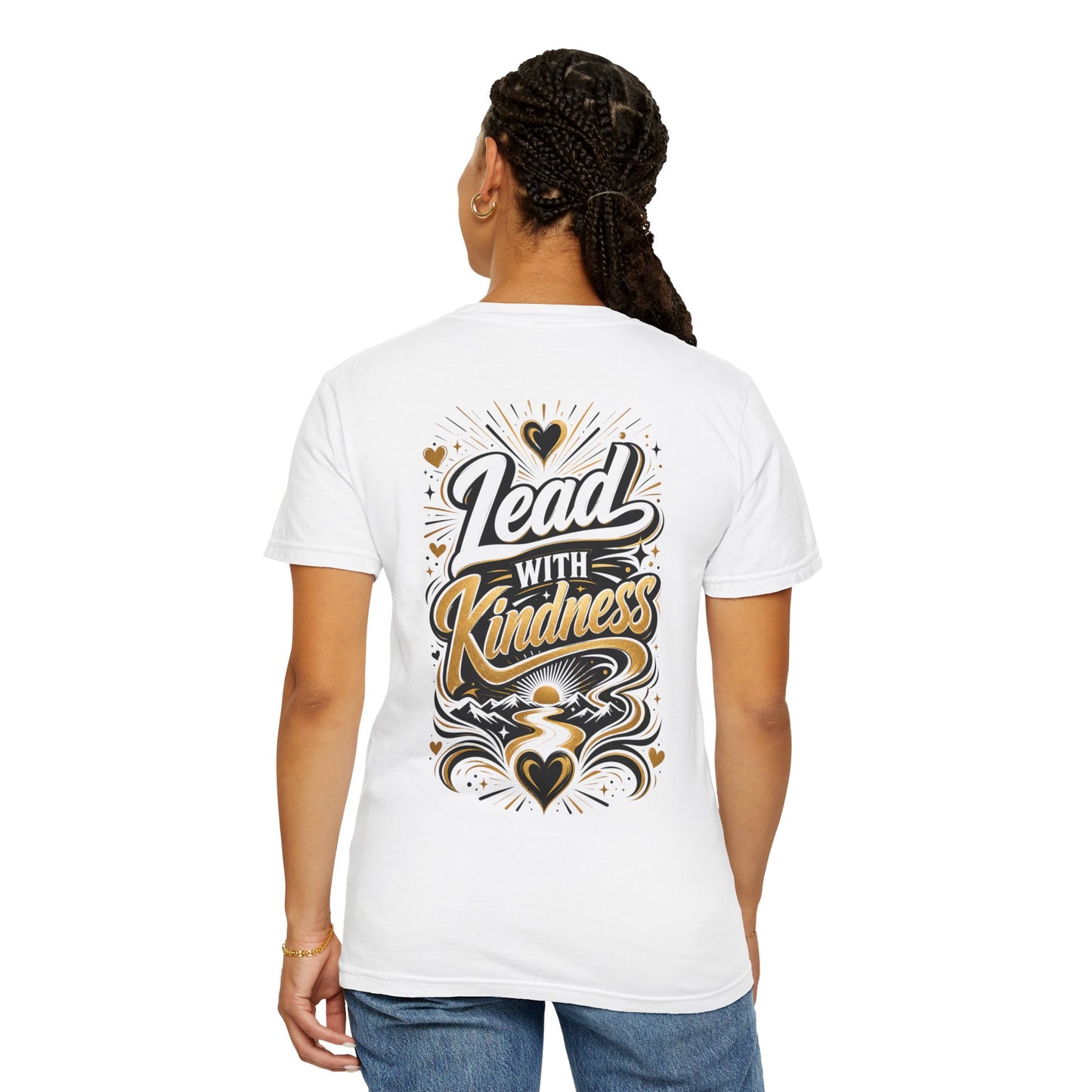 Lead With Kindness T-Shirt – Inspirational Graphic Tee (Heart Motif)
