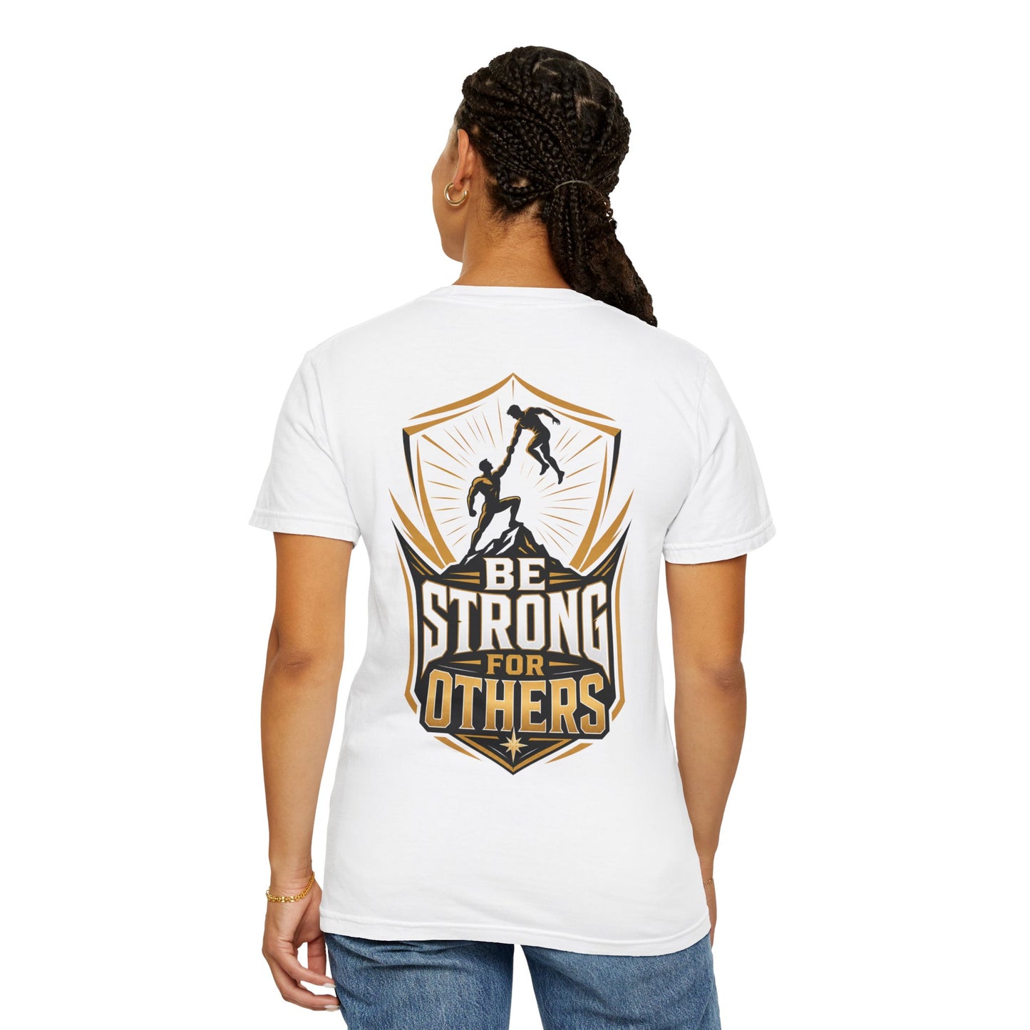 Be Strong For Others T-Shirt — Inspirational Fitness Tee with Rescuing Silhouette