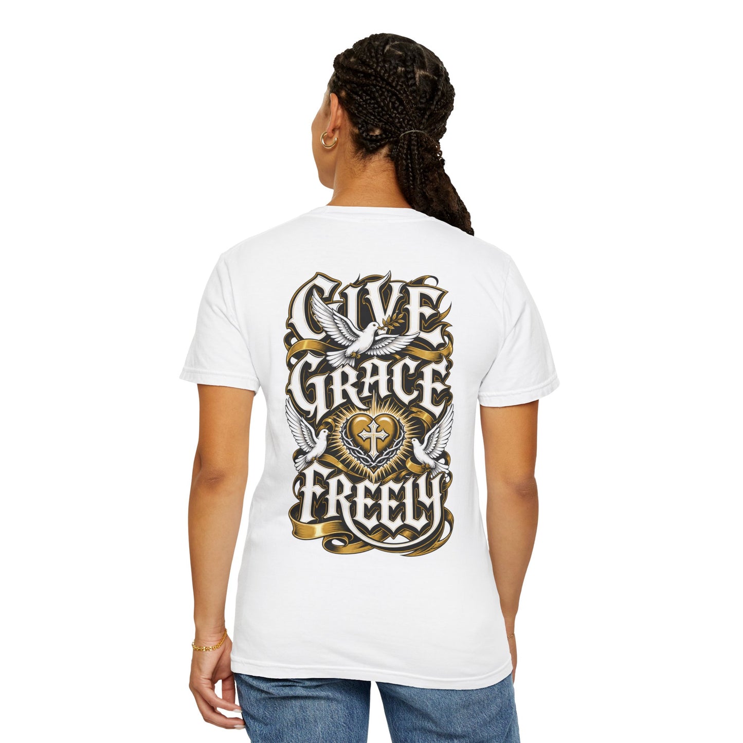Live Grace Freely T‑Shirt — Dove & Heart Graphic Tee
