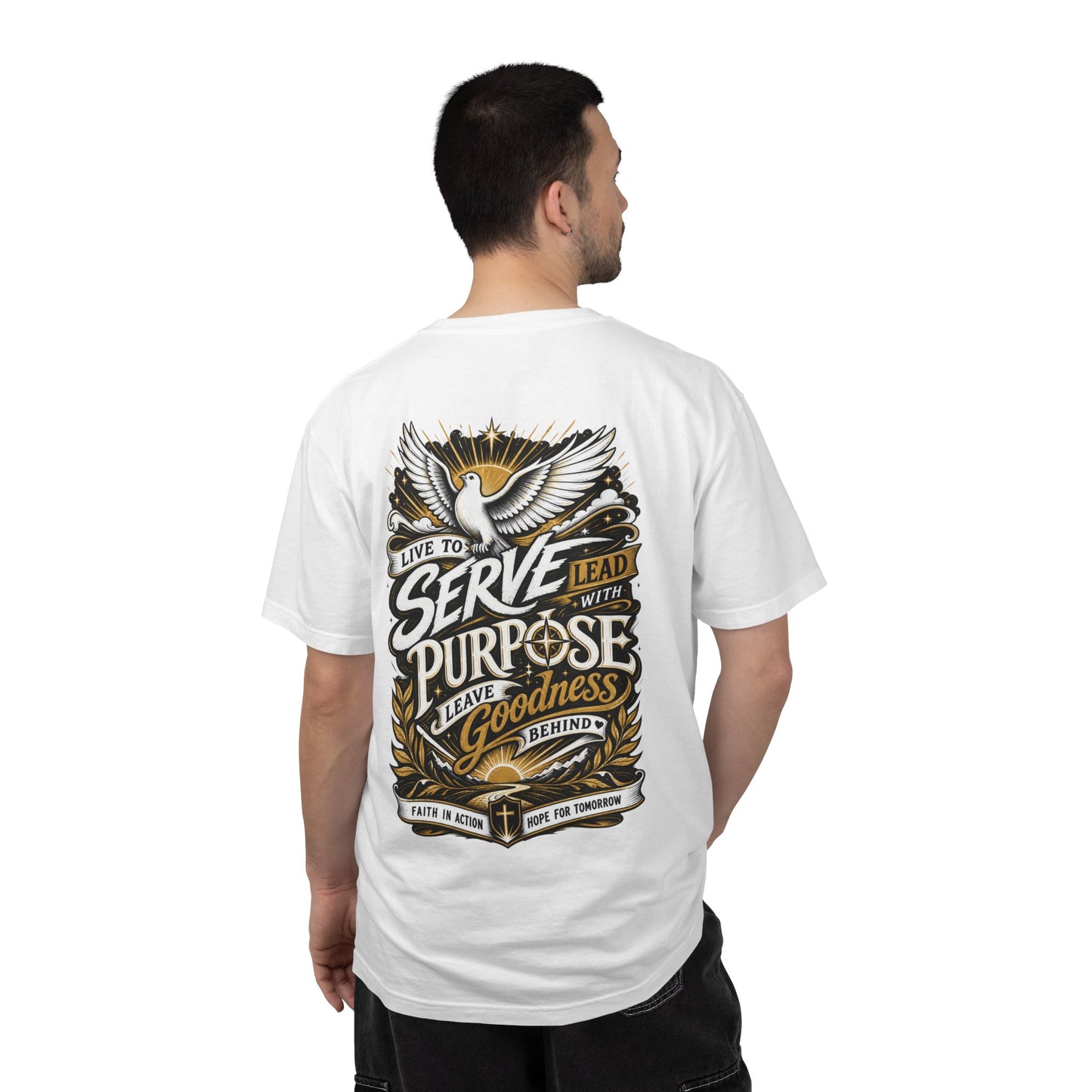 Serve with Purpose T-Shirt — Dove & Inspirational Back Graphic