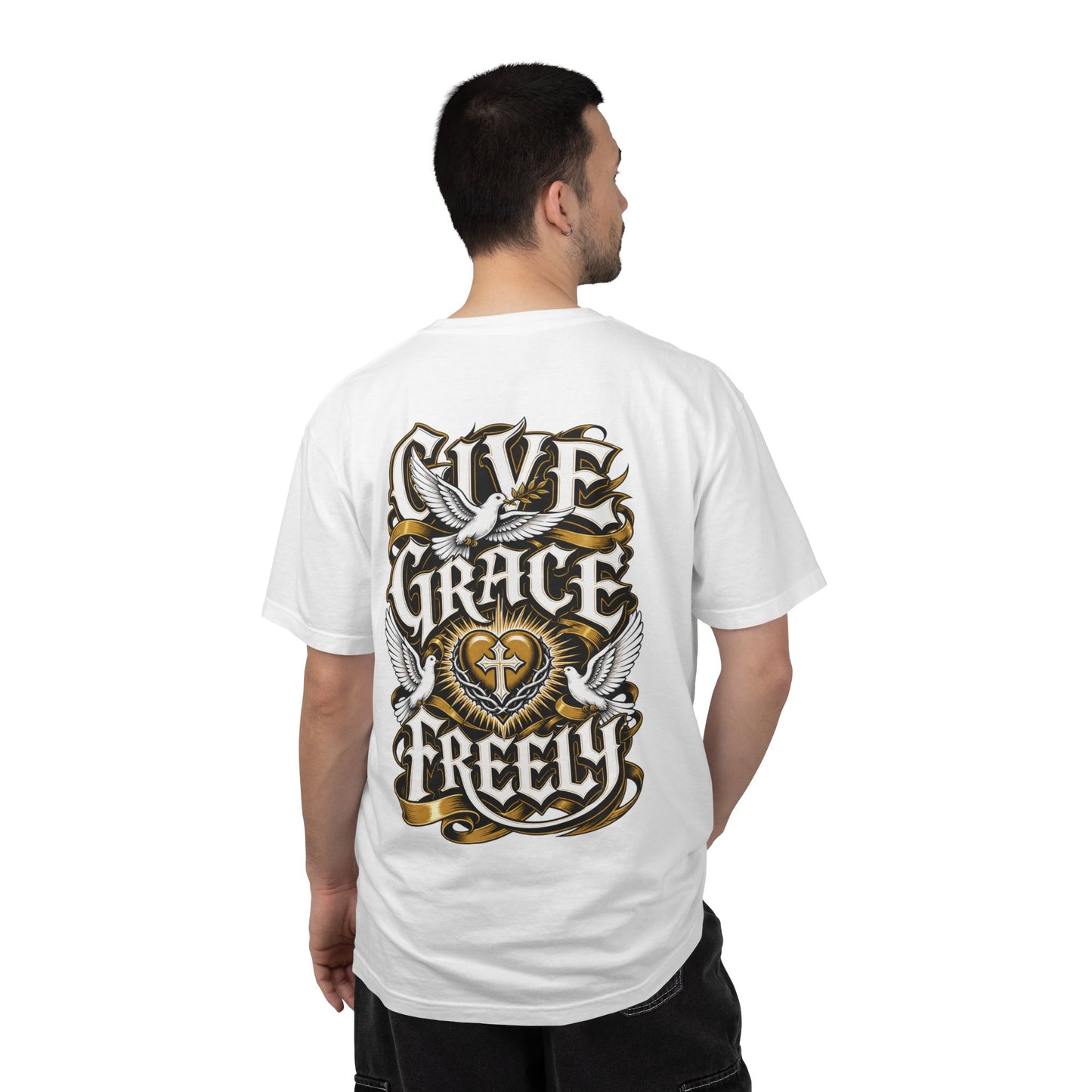 Live Grace Freely T‑Shirt — Dove & Heart Graphic Tee