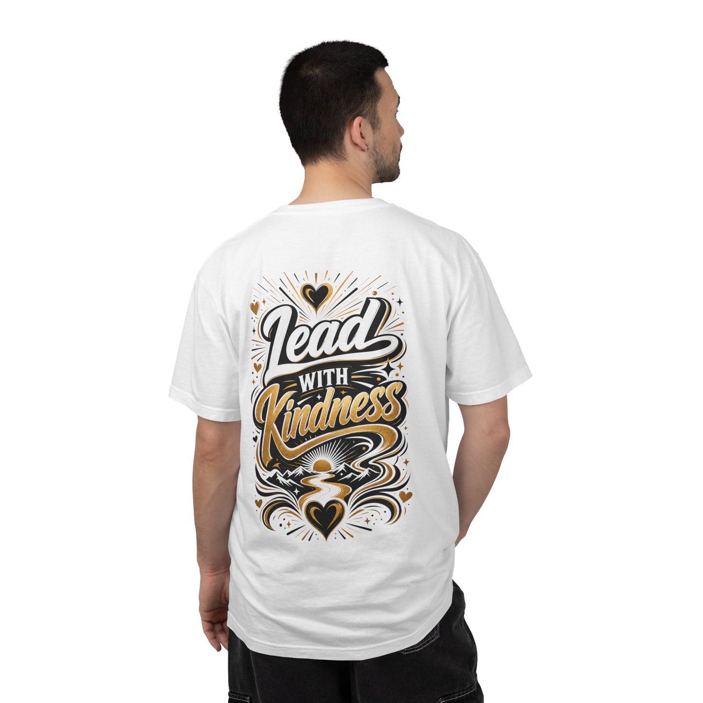 Lead With Kindness T-Shirt – Inspirational Graphic Tee (Heart Motif)